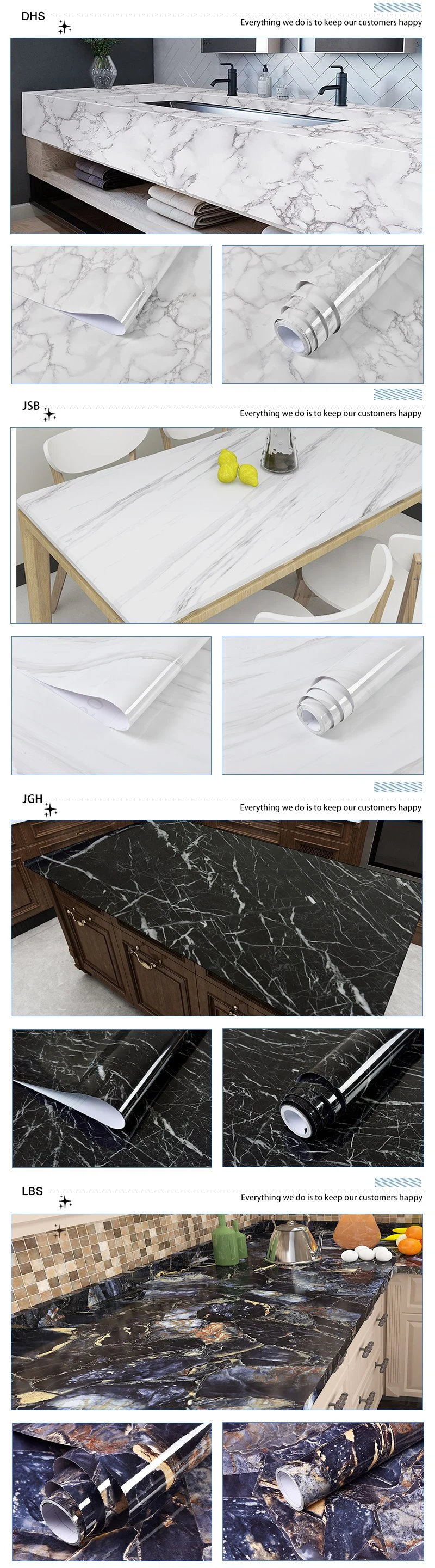 Waterproof Oil Proof Marble Sticker Self Adhesive Wallpaper Vinyl Tile Sticker Kitchen Cabinet Furniture Refurbish Sticker Wall Sticker