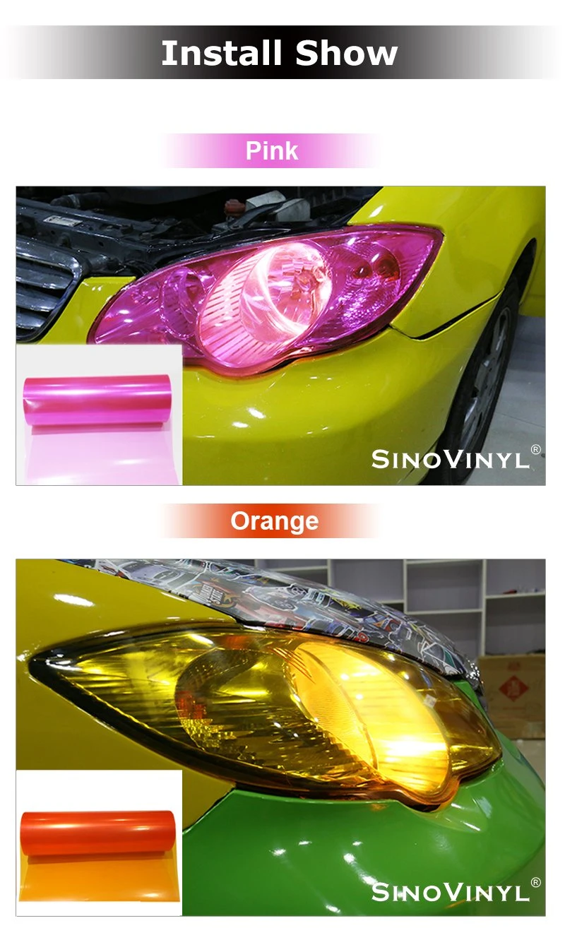 SINOVINYL 1~3 Years Durability Removable Self Adhesive Matte Transparent Color Auto Sticker Vinyl Wrap Car Headlight Tint Foil